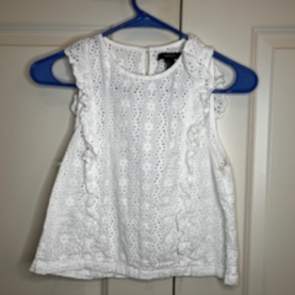 White Floral Tee with Ruffle